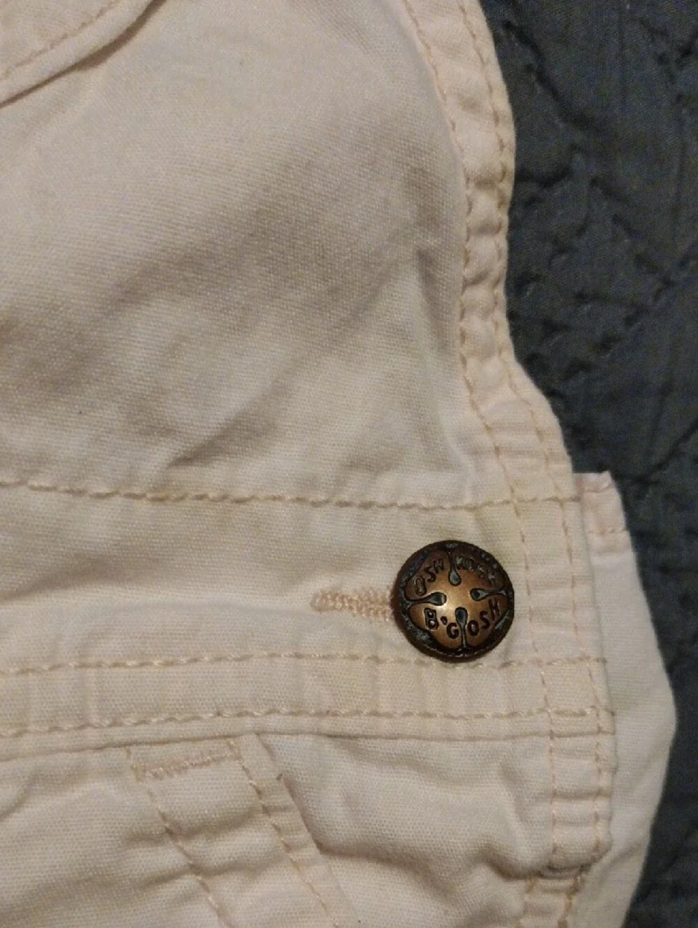 OshKosh B'gosh Cream Shortie Overalls with Heart Pocket